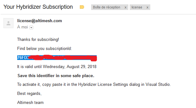 hybridizer license mail