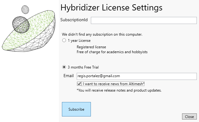 hybridizer license settings